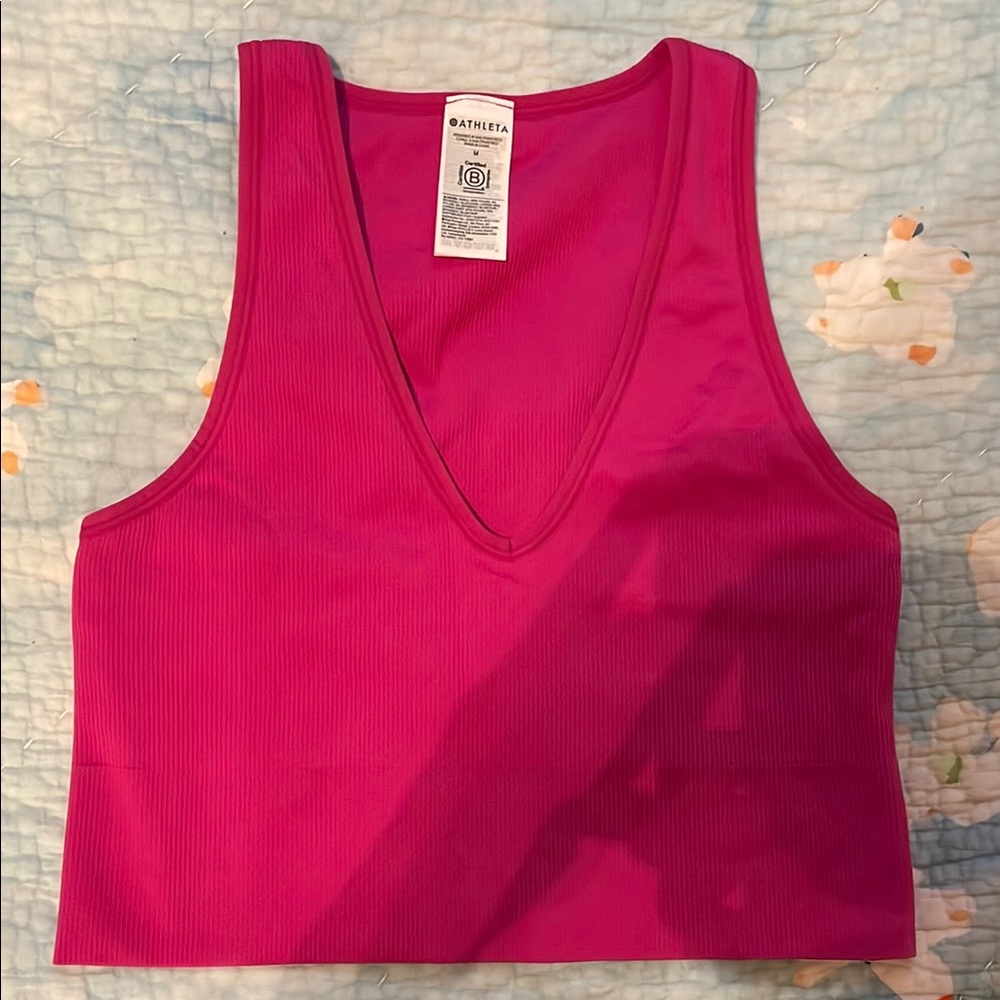 Athleta Pink Ribbed Tank Top, size M